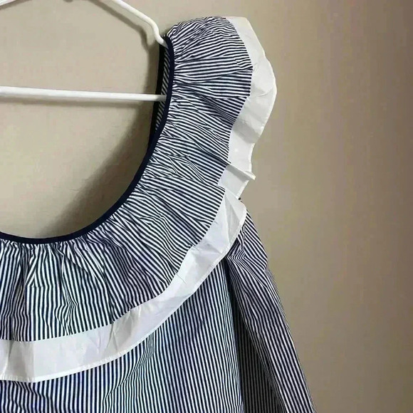 J. Crew One-Shoulder Ruffle Top In Stripe Size 14 - Picture 8 of 12